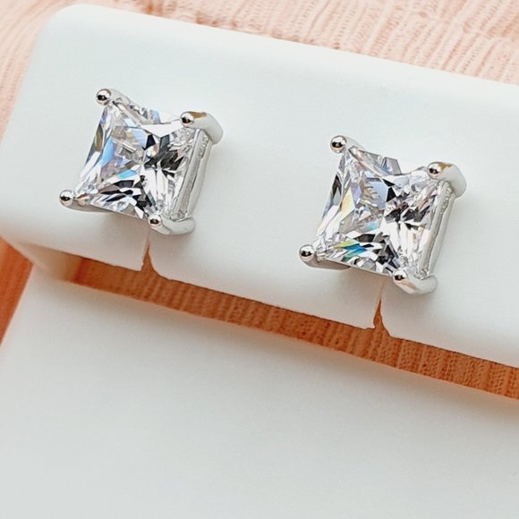 "6MM S925 Sterling Silver CZ Stud Earrings for Women/Girl, US19251031 - Picture 9 of 11
